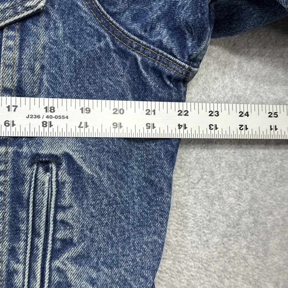 Vintage Levis Denim Jacket 44 Blue Trucker Type III Lined 1980s Distressed USA